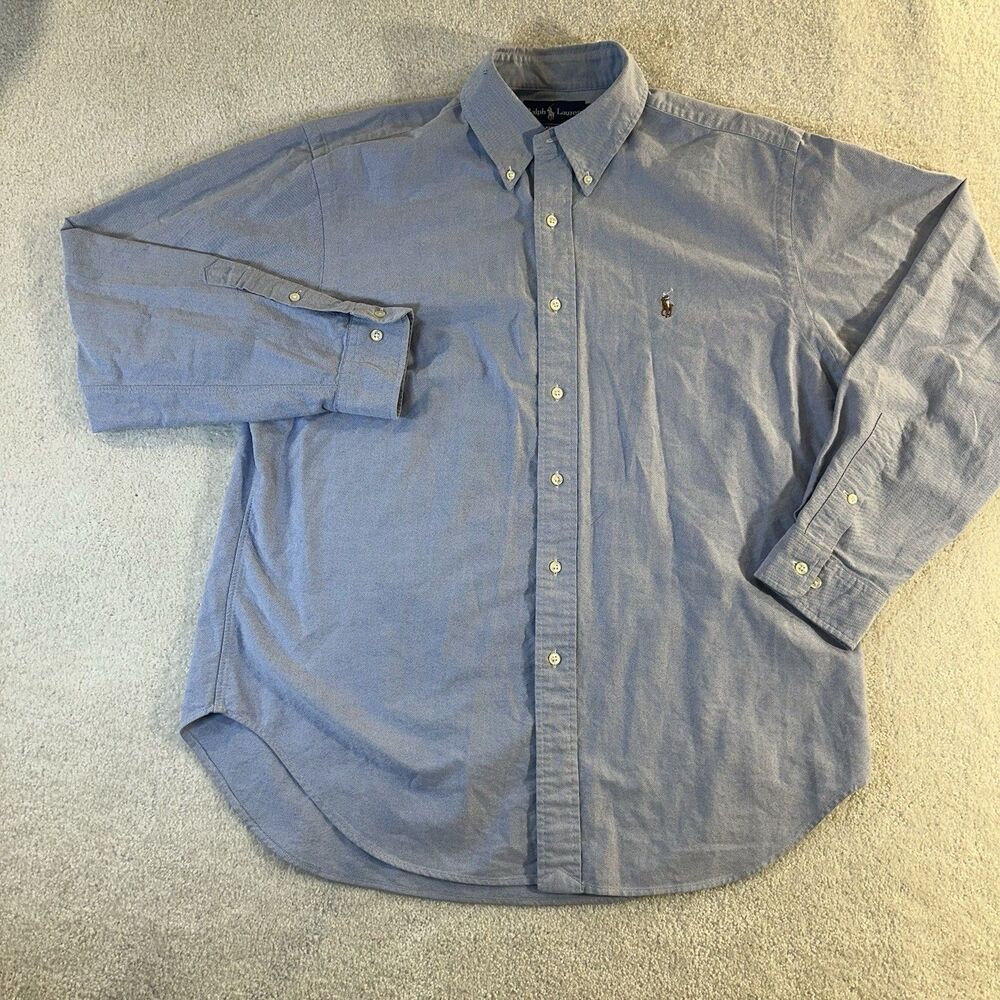 Polo Ralph Lauren Mens Custom Fit LS Oxford Button Down Shirt Blue 16 1/2 34/35